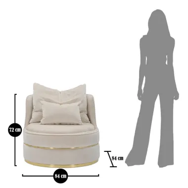 Fotel PARIS SPACE Kremowy/Złoty Ø 84x72 cm